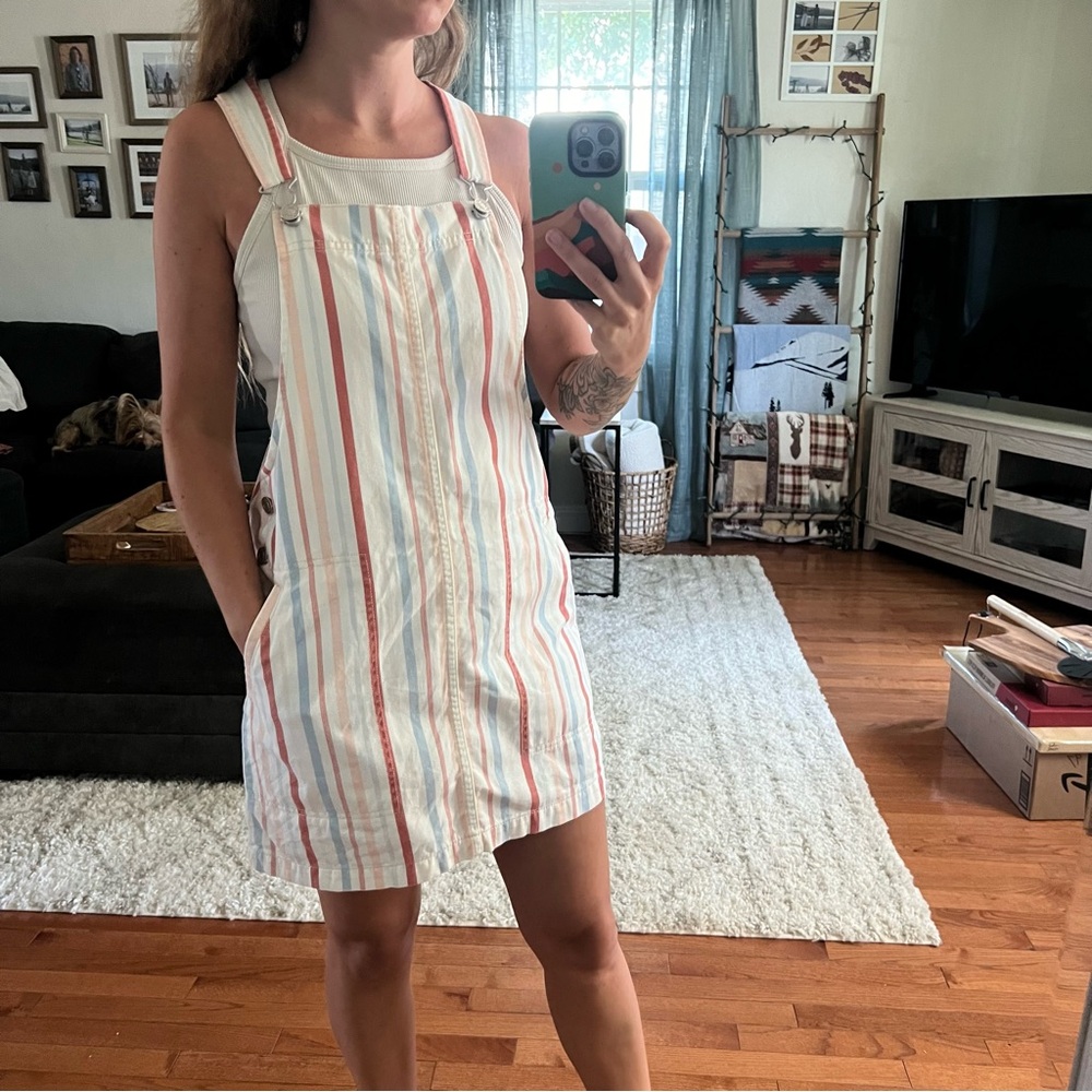 American Eagle Multicolor Stripe Overall Dress
